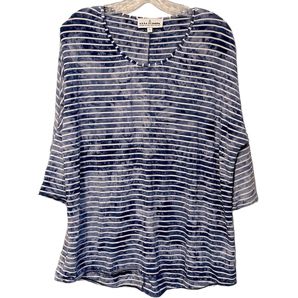 Neon Buddha blue white striped knit top size small - Picture 1 of 8